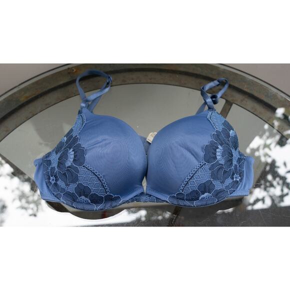 Maidenform Self Expressions Convertible Push-Up Lace Wing Bra 5809 Blue 38B - Picture 1 of 5